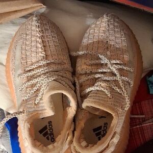 adidas Knit Lace-Up Sneakers in Tan and Cream